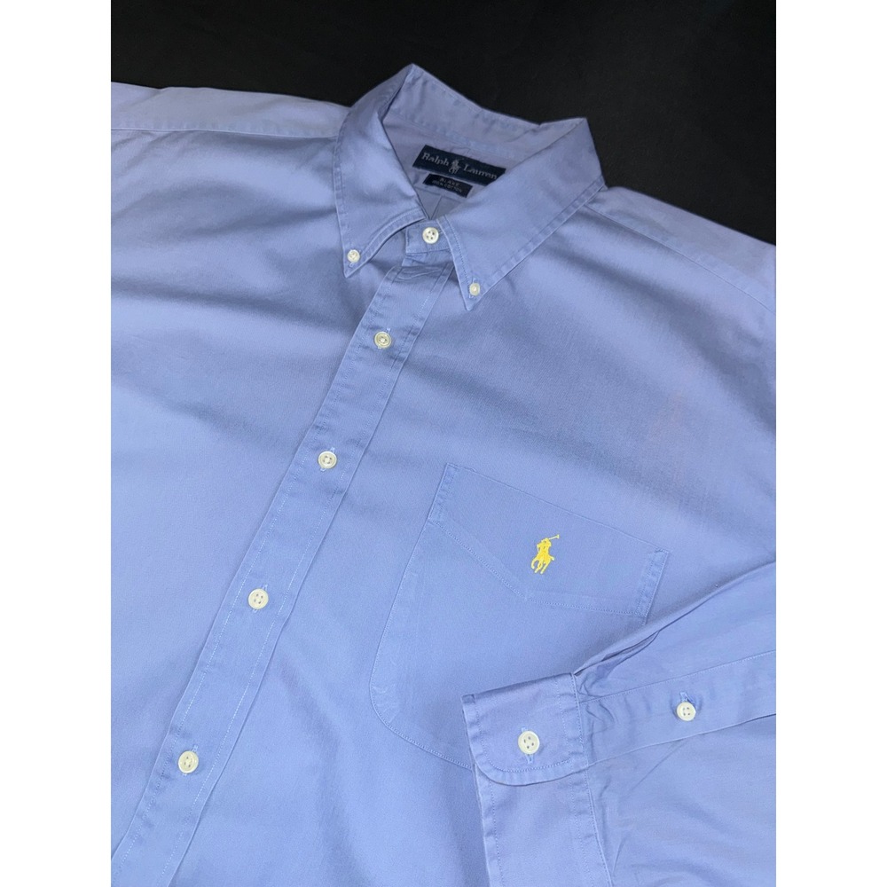 Ralph Lauren Blake Mens XXL Blue Button Down Shirt Cotton Long Sleeve Pony Logo